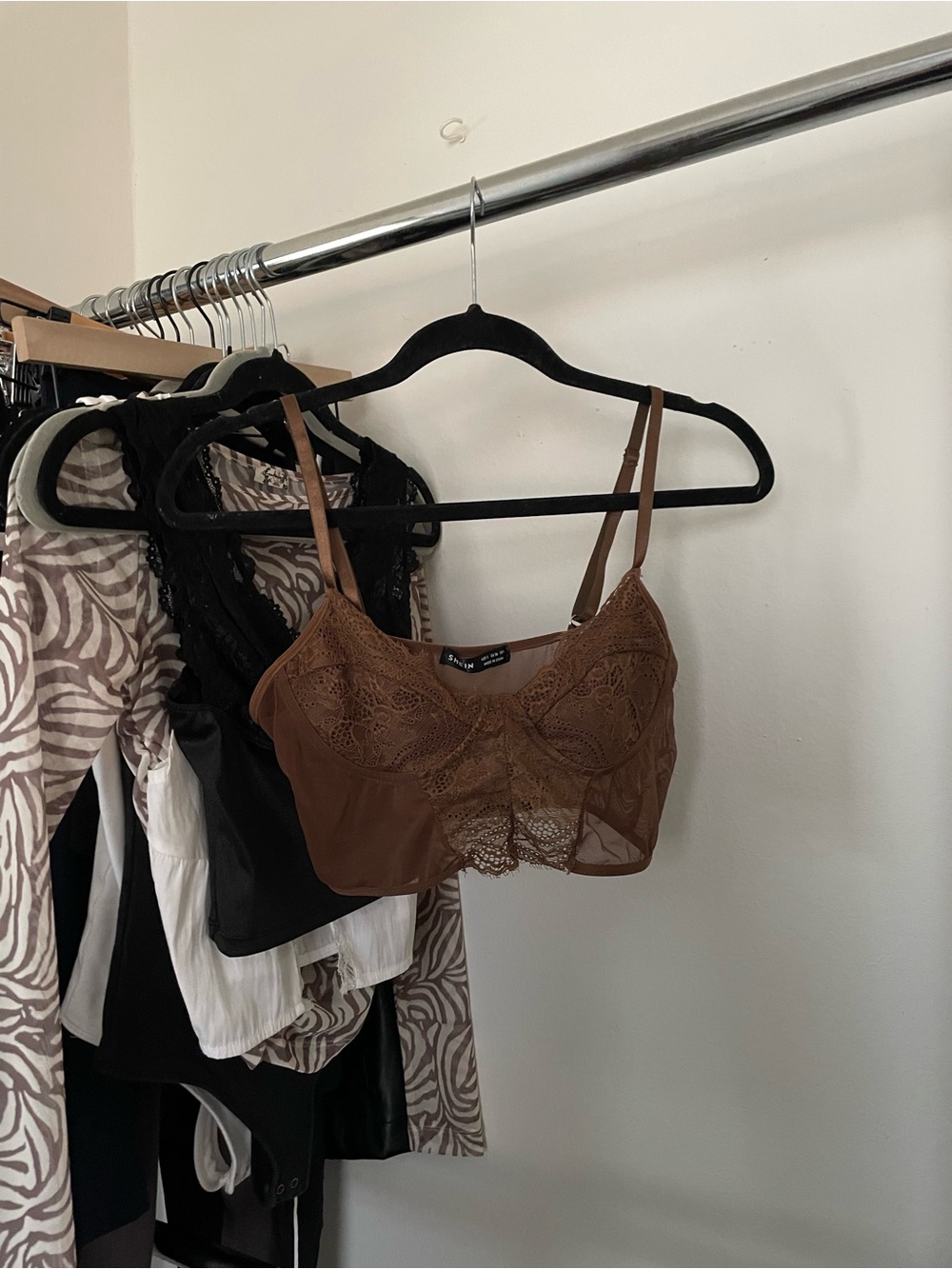 3/$15 SHEIN Brown Lace Bralette Top